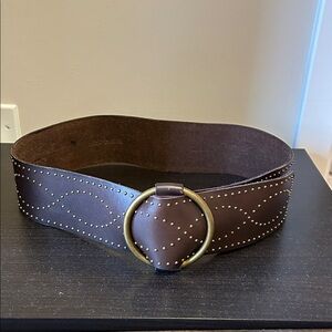 Women’s studded Brown Genuine Leather Belt Lauren by Ralph Lauren
